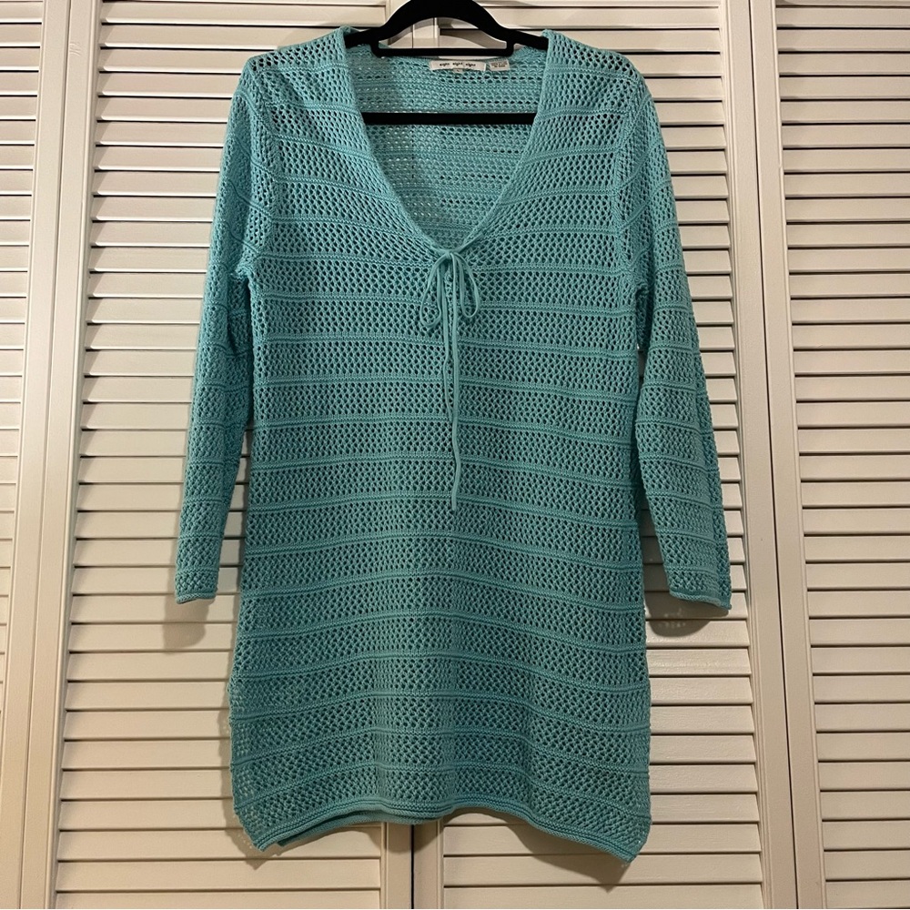 Eight Eight Eight aqua open knit coverup NWOT